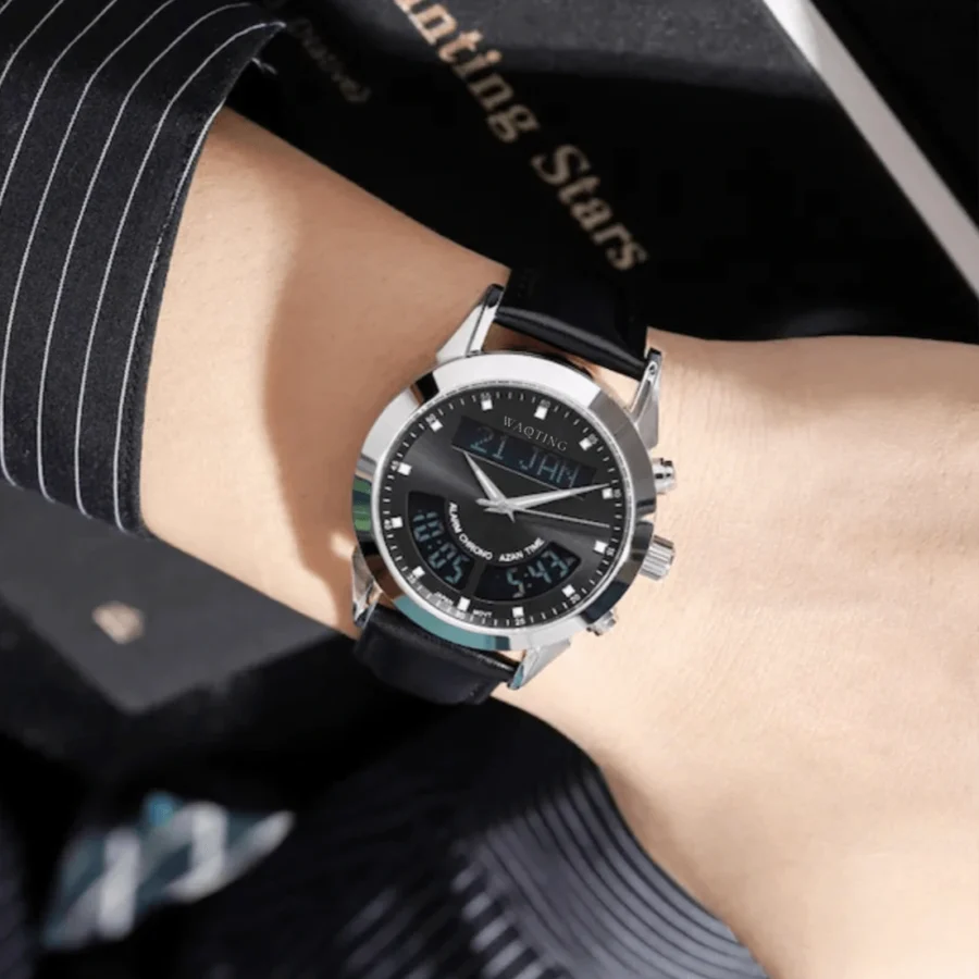 Sahara Black Leather Muslim Watch